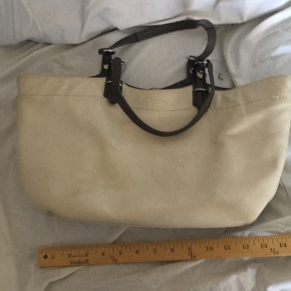Coach Handbags - Coach leather purse large off white with grey trim